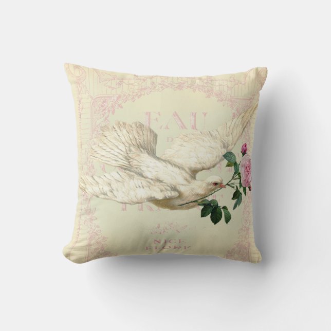 On the Wings of a Dove Throw Pillow (Front)