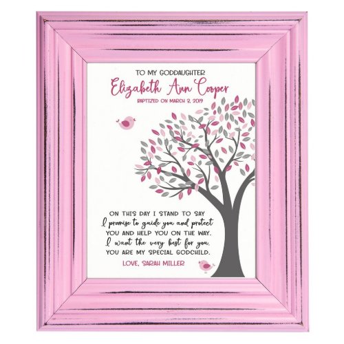 On This Day Goddaughters Pink Baptism Wall Sign
