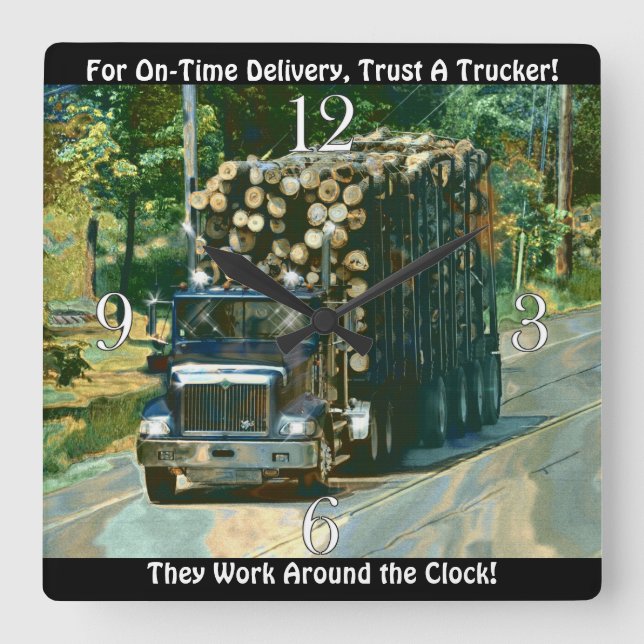 On Time Delivery Logging Truck Wall Clock (Front)