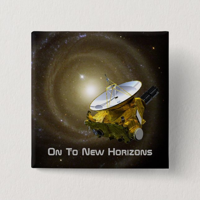 On To New Horizons Interstellar Spacecraft Button (Front)