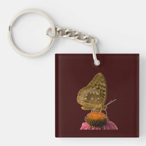 On Top of the Coneflower Square Keychain 