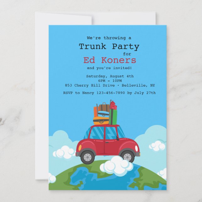 On Top of the Wold Trunk Party Invitation (Front)
