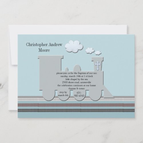 On Track Blue Personalized Invitation