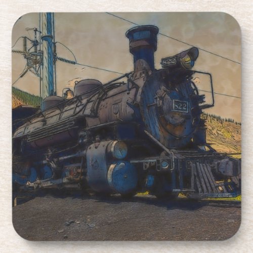 On Track_ Vintage Steam Train Beverage Coaster