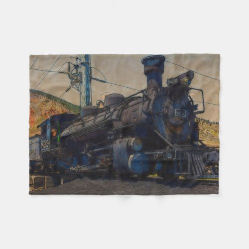 On Track _ Vintage Steam Train Fleece Blanket