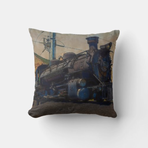 On Track _ Vintage Steam Train Throw Pillow