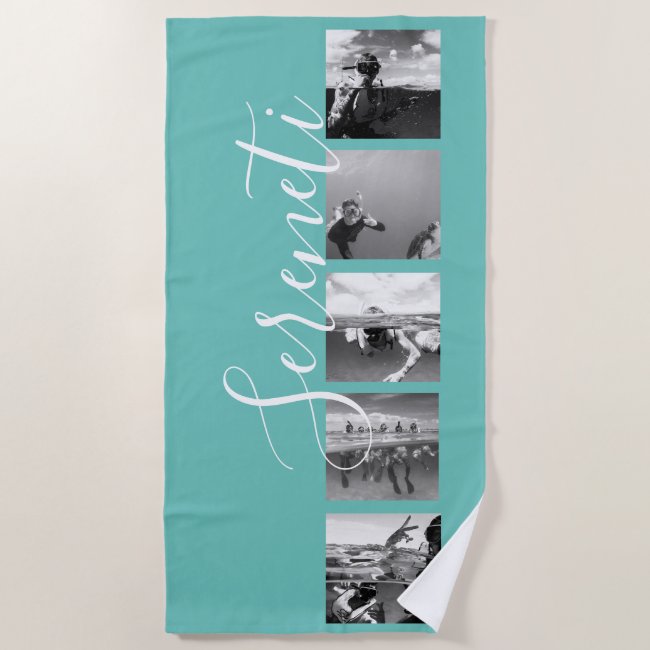 On trend custom 5 photo collage beach towel - gift