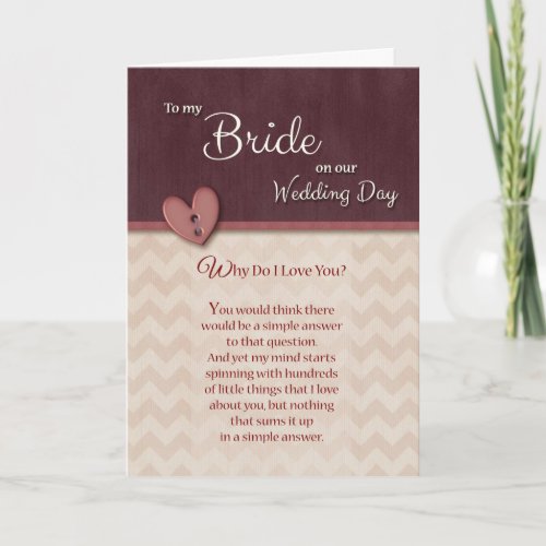 On Wedding Day to Bride _Why do I love you Card