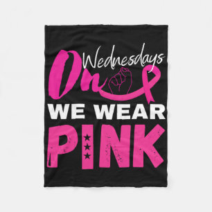 On Wednesday We Wear Pink Breast Cancer Awareness Fleece Blanket