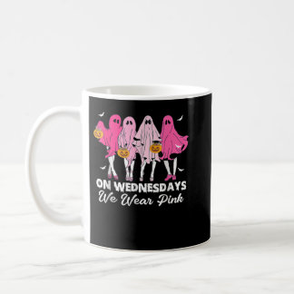 On Wednesday We Wear Pink Cute Ghost Halloween Bre Coffee Mug