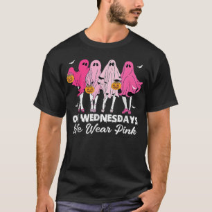 On Wednesday We Wear Pink Cute Ghost Halloween Bre T-Shirt
