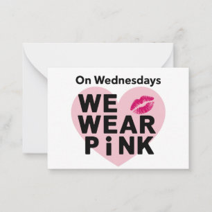 On Wednesday We Wear Pink Funny Valentine Note Card