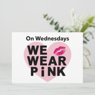 On Wednesday We Wear Pink Funny Valentine Thank You Card