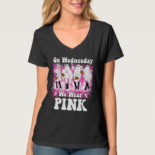 On Wednesday We Wear Pink Ghost Dance Halloween T-Shirt (Front)