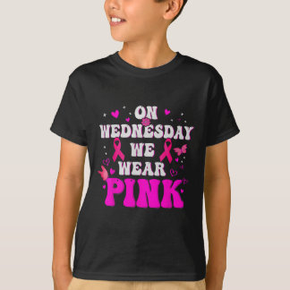 On Wednesday We Wear Pink Ribbon Breast Cancer Awa T-Shirt