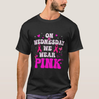 On Wednesday We Wear Pink Ribbon Breast Cancer Awa T-Shirt
