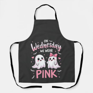 On Wednesday We Wear Pink Spooky Halloween Skull Apron