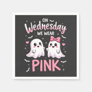 On Wednesday We Wear Pink Spooky Halloween Skull Napkins