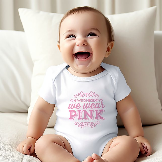 On Wednesdays We Wear Pink Funny Quote Baby Bodysuit (Creator Uploaded)