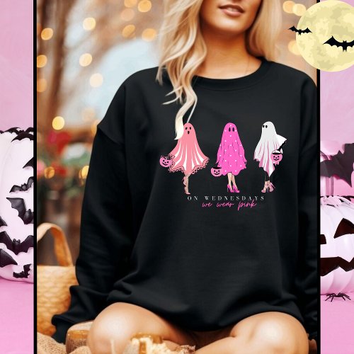 On Wednesdays we wear Pink funny quote ghost Sweatshirt