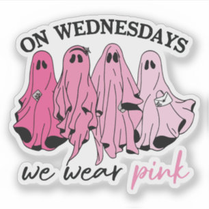 On wednesdays we wear pink ghost boo gang sticker
