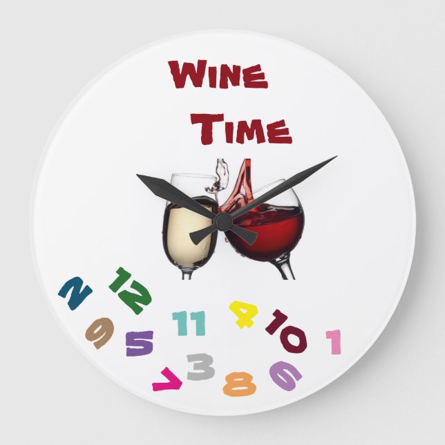 "ON ***WINE TIME***" WITH THIS COOL CLOCK (Front)