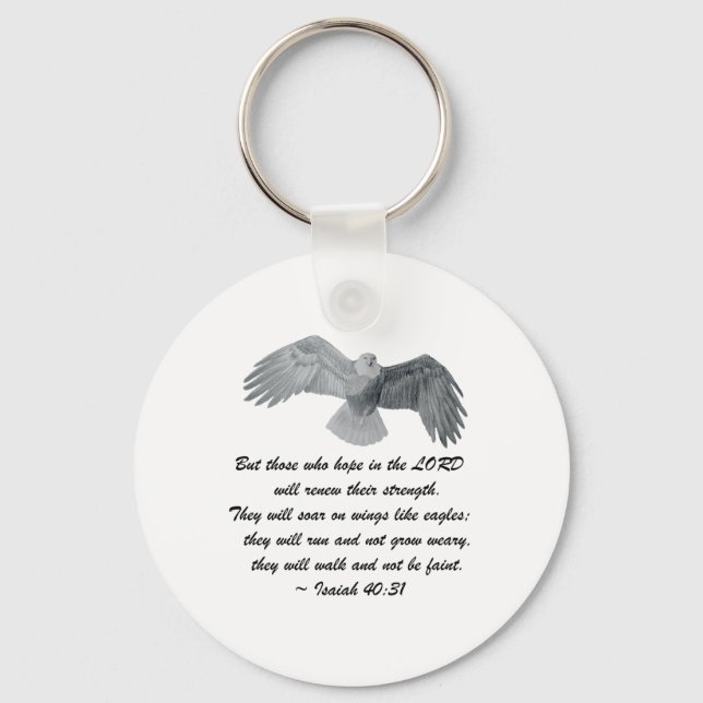 On wings like Eagles - Is 40:31 Keychain (Front)