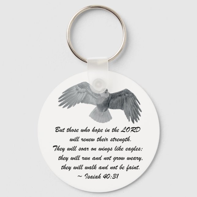 On wings like Eagles - Is 40:31 Keychain (Front)