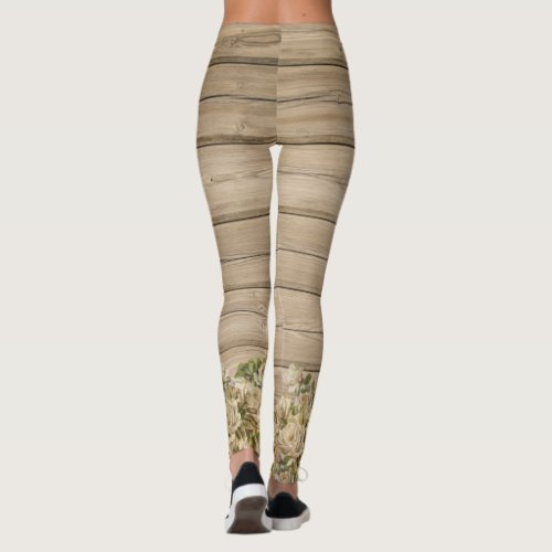 On  Wood Roses Beige Leggings