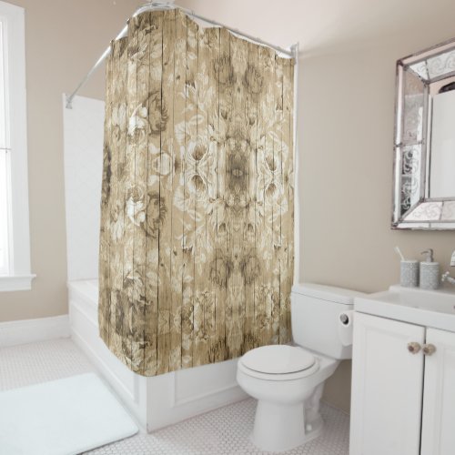 on_wood_vintage_wood_nostalgic  shower curtain