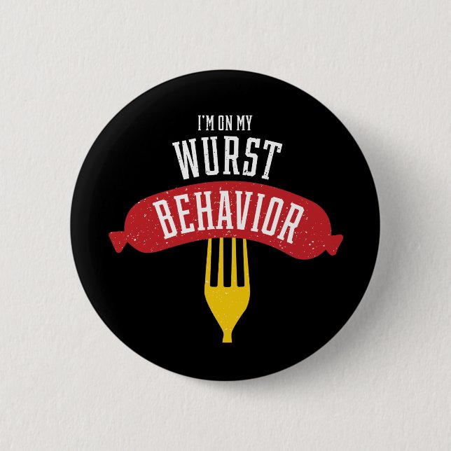 On Wurst Behavior Oktoberfest Foodie Button (Front)