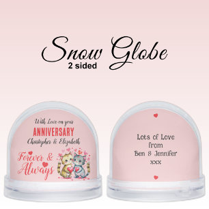 On your anniversary cat lovers names pink red snow globe