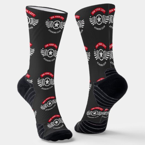 On Your Left Vintage Running Club Badge Design Socks