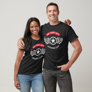 On Your Left Vintage Running Club Badge Design T-Shirt