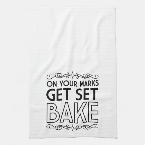 On Your Marks Get Set Bake Black Kitchen Towel