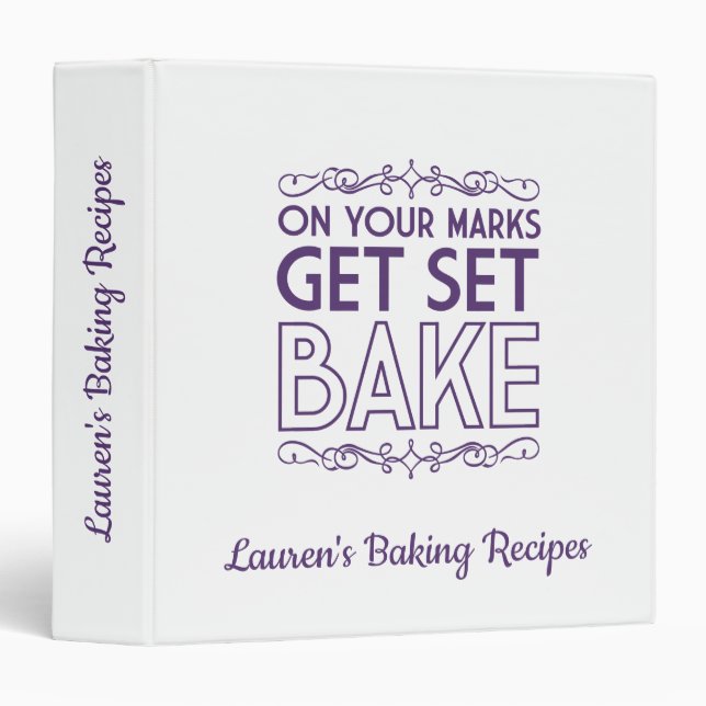 On Your Marks Get Set Bake (Purple) 3 Ring Binder (Front/Spine)