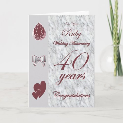 On Your Ruby Wedding Anniversary Card