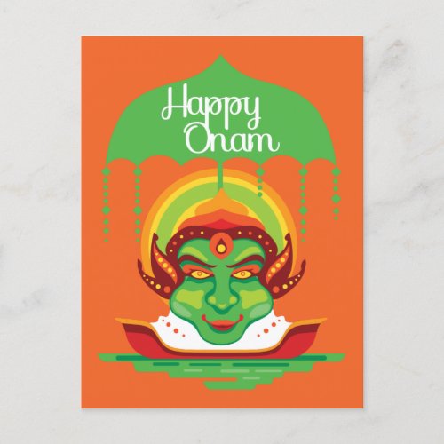 Onam Kathakali Face Invitation Postcard