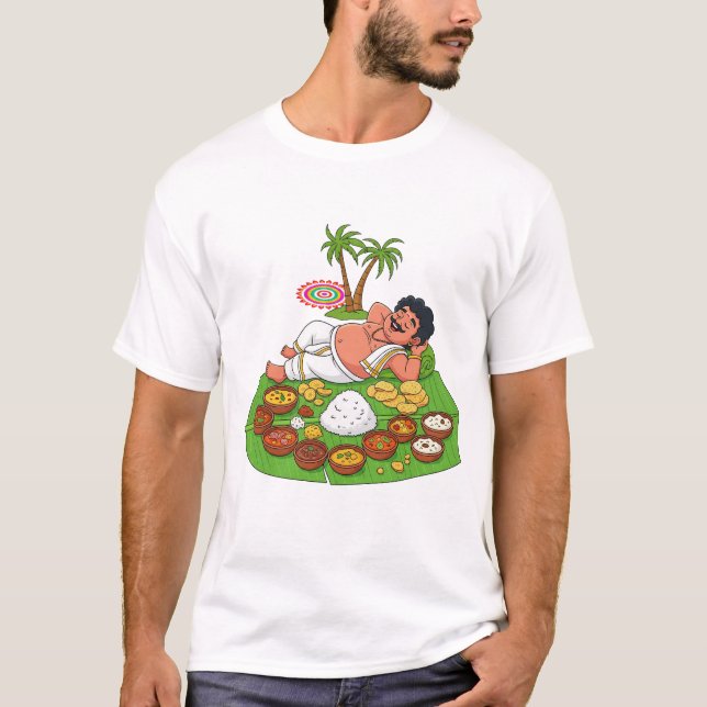 Onam Sadhya Coma | Funny Kerala Foodie T-Shirt (Front)