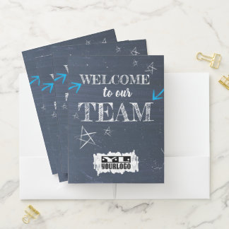 Onboarding faux chalkboard new employee welcome pocket folder