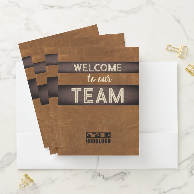 Onboarding faux leather new employee welcome pocket folder (In Situ)