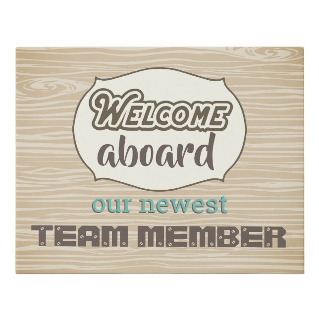 Onboarding new employee welcome poster faux canvas print (Front)