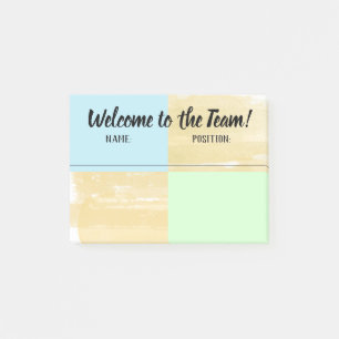 Onboarding welcome new employee co-worker post-it notes