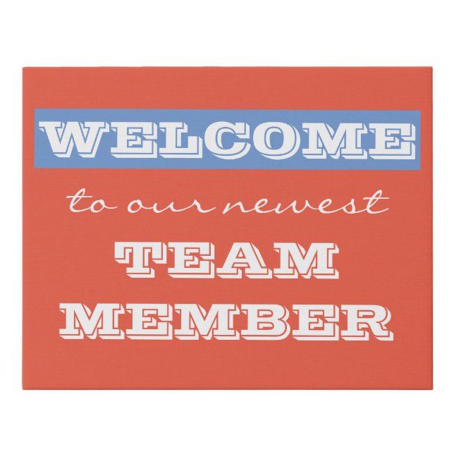 Onboarding welcome new employee team member faux canvas print (Front)