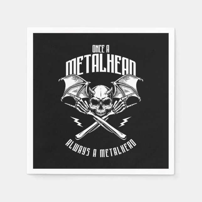 Once A Metalhead Always A Metalhead Devil Gift Napkins (Front)
