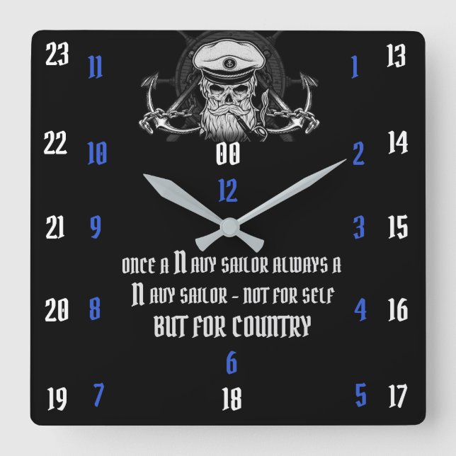 ONCE A NAVY SAILOR ALWAYS A NAVY SAILOR SQUARE WALL CLOCK (Front)