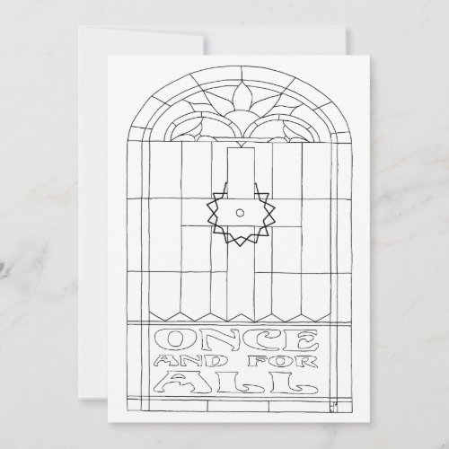 Once and For All Stained Glass Cross Coloring Card