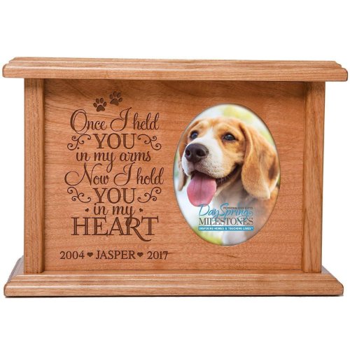 Once I Held You Cherry Wood Pet Cremation Urn