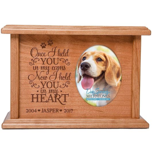 Once I Held You Cherry Wood Pet Cremation Urn (Front)