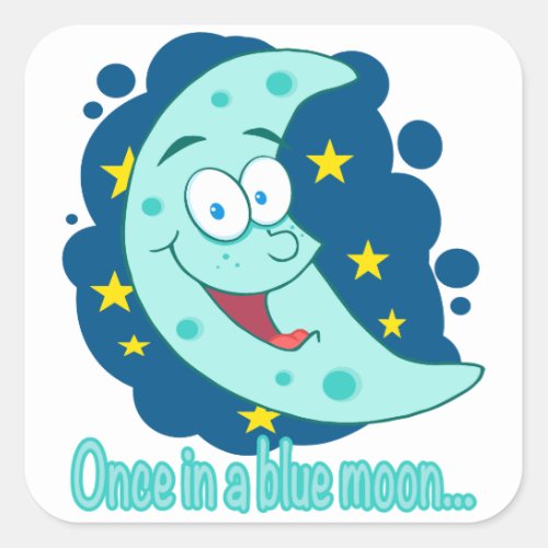 once in a blue moon cartoon square sticker